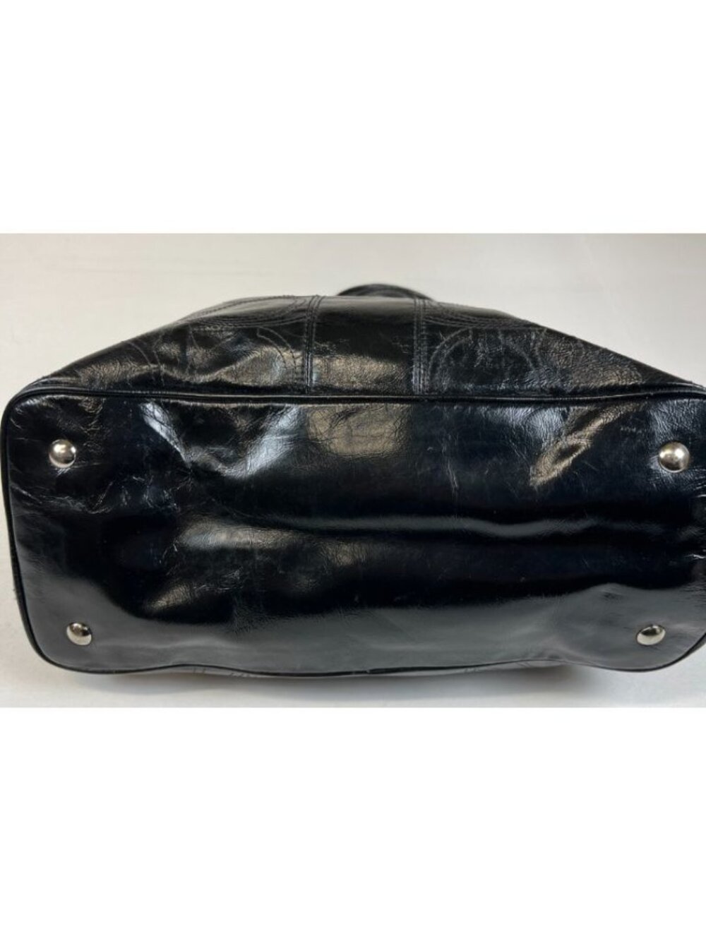 Coach Signature Stitch Frame Carryall Black Patent Leather Bag F15658 - Picture 13 of 16